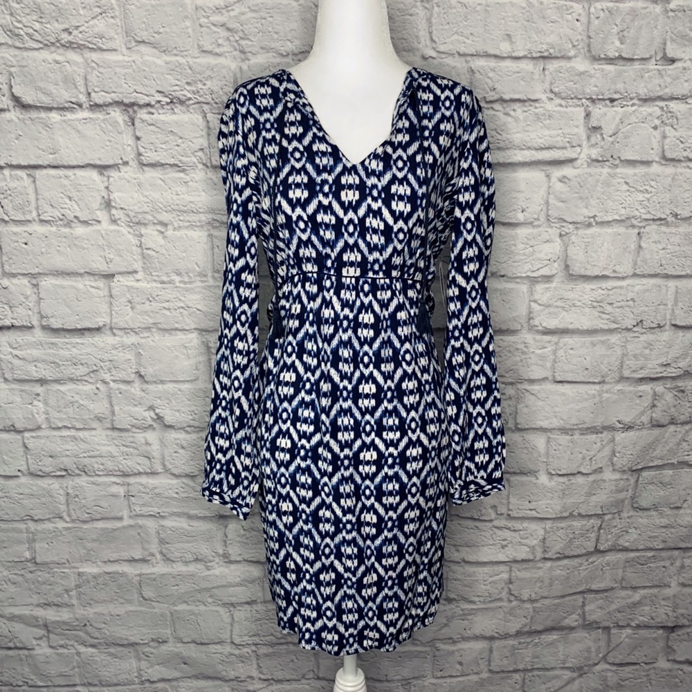Old Navy Blue Tribal Long Sleeve Dress